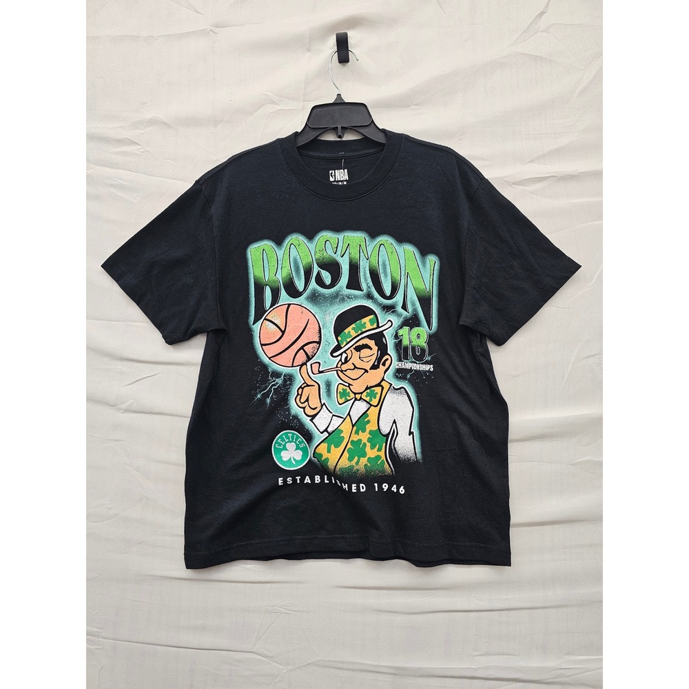 NBA Boston Celtics‎ 18 Championships Graphic T-Shirt Mens Medium Black New